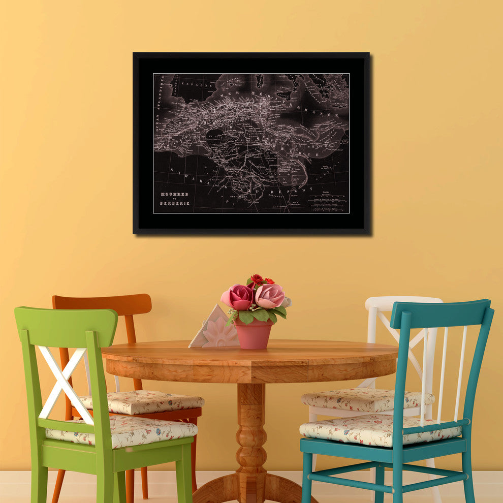 North Africa Barbary Coast Vintage Vivid Sepia Map Canvas, 28"x37"