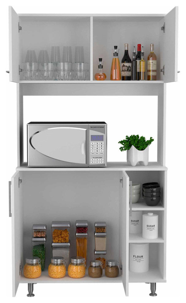 Colorado Multipurpose Pantry Cabinet with Open Counter & Three Open Shelves
