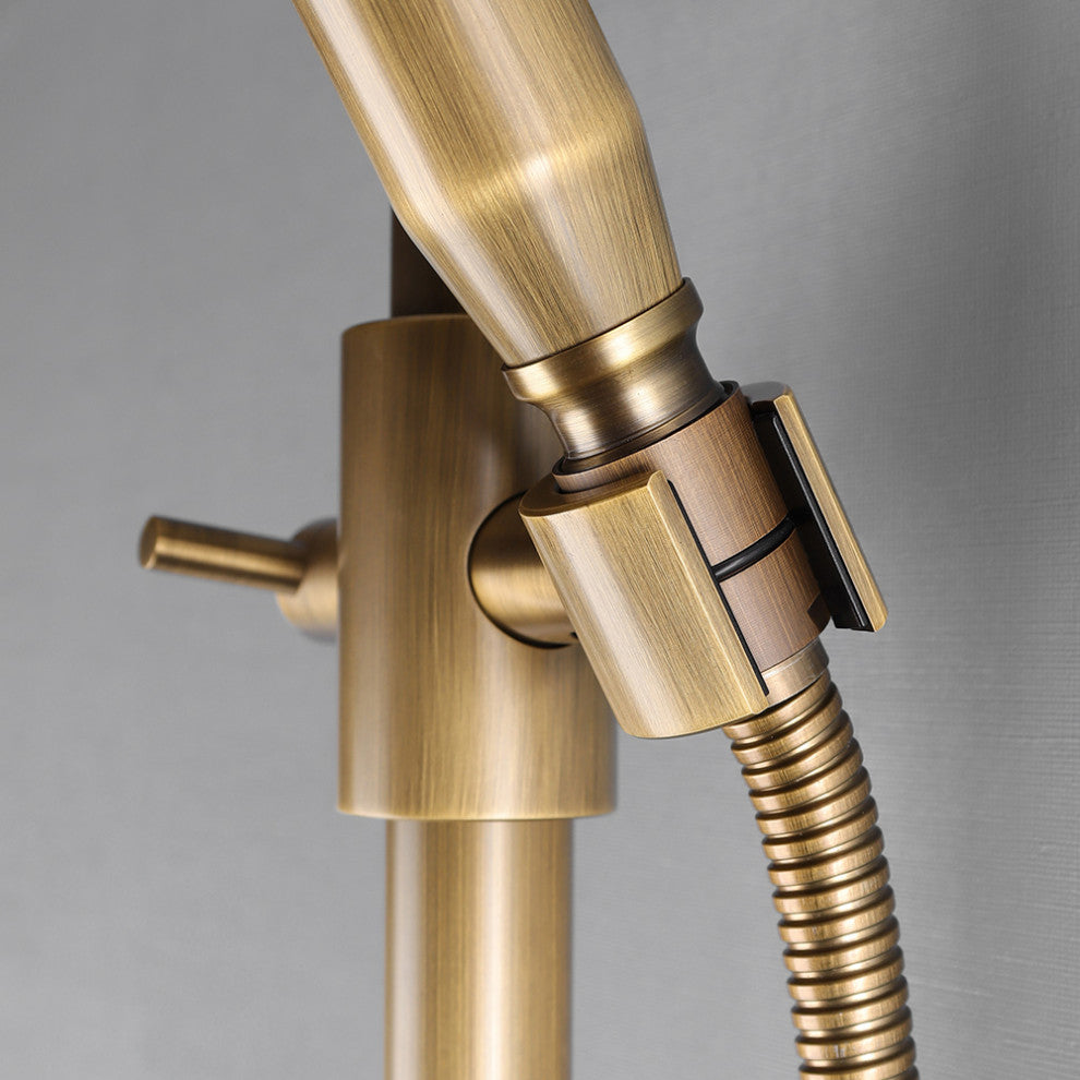 Classic Exposed Antique Brass Two Handle Round Rainshower Shower Fixture