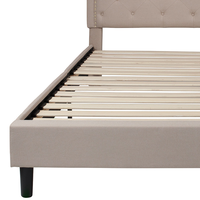 King Platform Bed-Beige