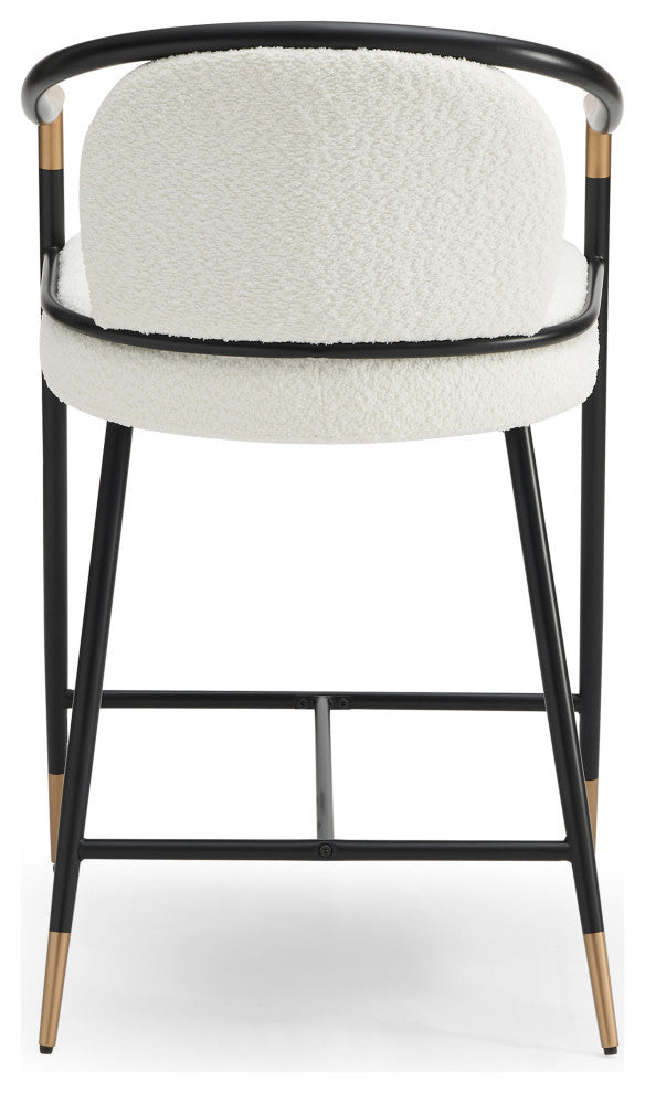 GDF Studio Contemporary Upholstered Counter Stools, Set of 2, Beige/Black/Gold