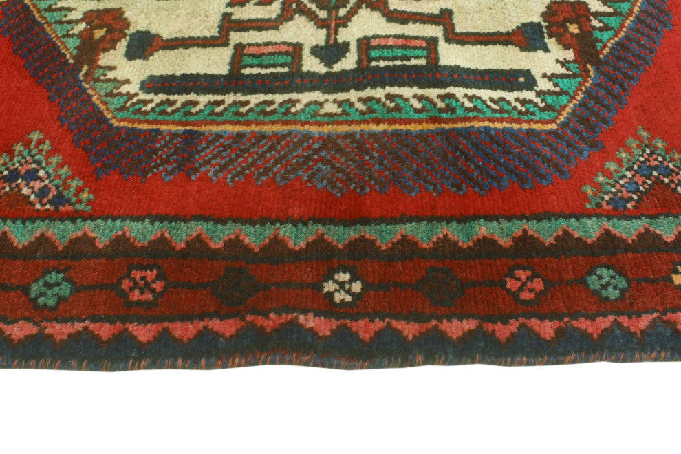 Fine Vintage Distressed Vicky Red/Ivory Runner, 3'1 x 6'1