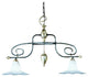 Country Line 1832 Pendant, Verdigris And Rust, Satin White and Brick Red