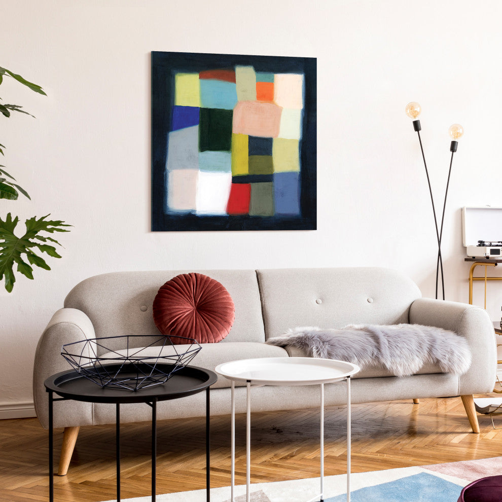"Chromatic Cube II" Frameless Free Floating Printed Tempered Glass Wall Art