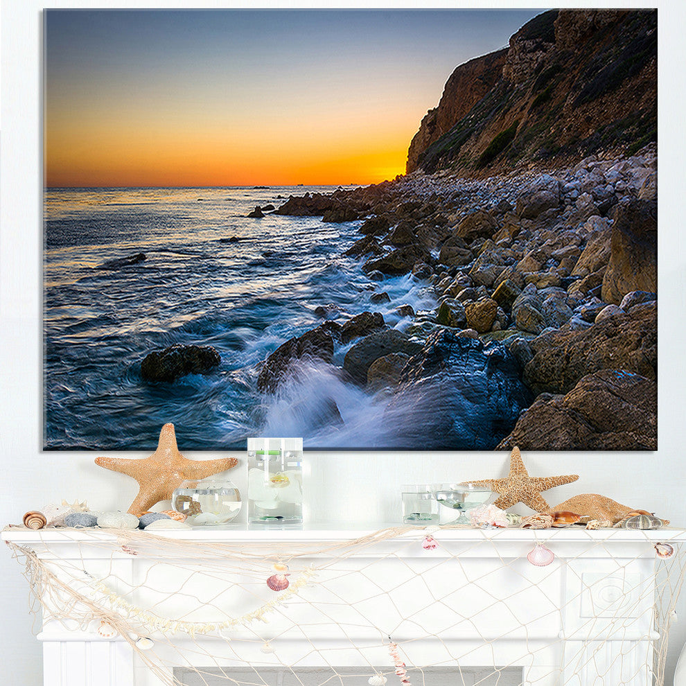 "Crashing Waves At Pelican Cove" Seashore Canvas Wall Art, 40"x30"