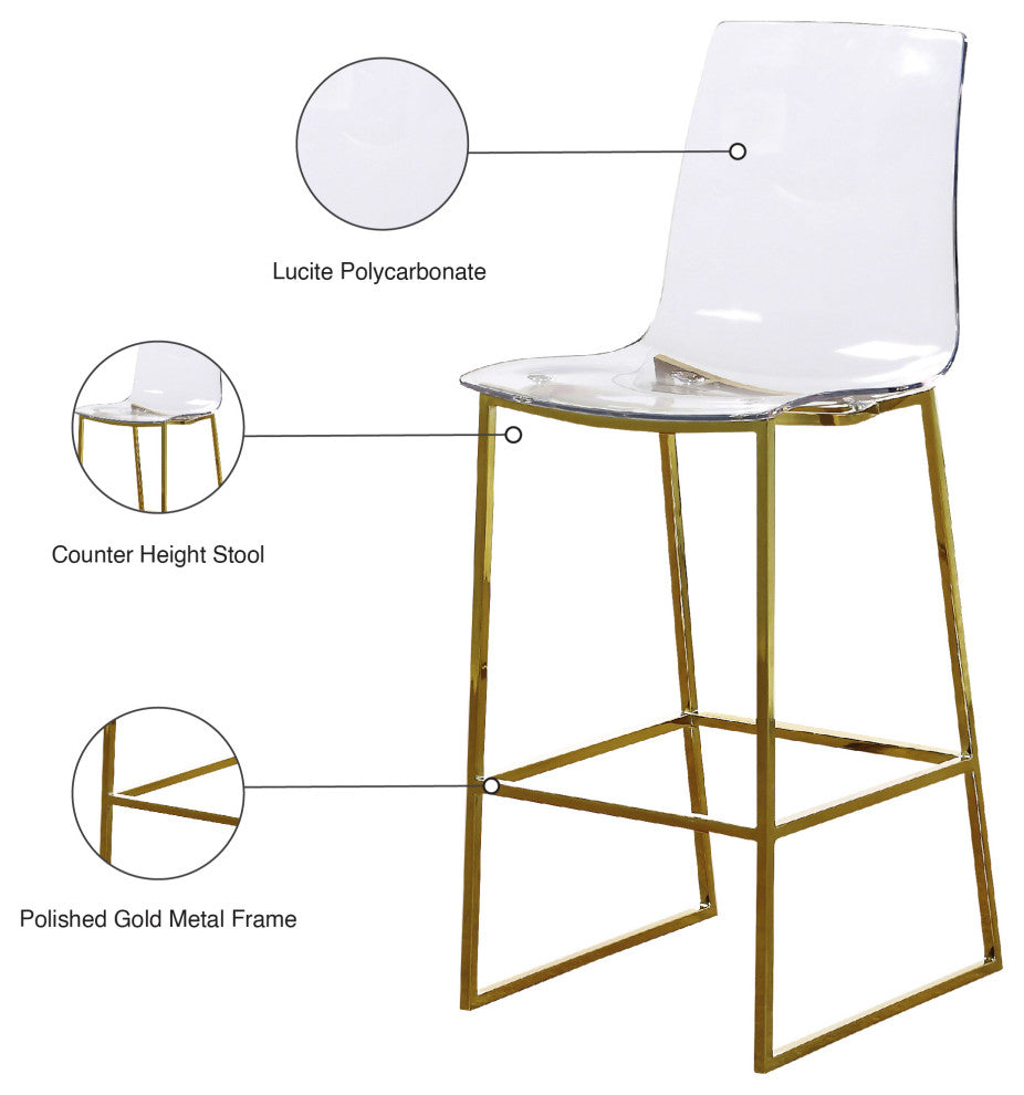 Lumen Metal/Acrylic Stool, Gold Base