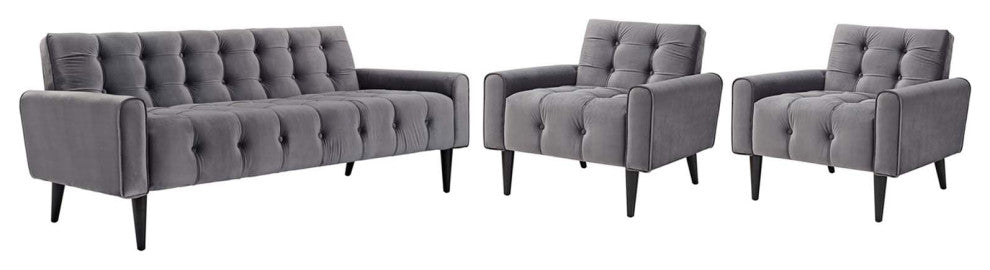 Delve Living Room Set Velvet, 3-Piece Set