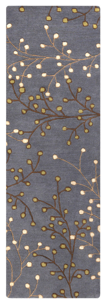 Surya Athena ATH-5116 Transitional Area Rug, Navy, 3' x 12' Runner