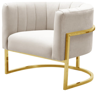 Magnolia Spotted Cream Chair with Gold - Cream