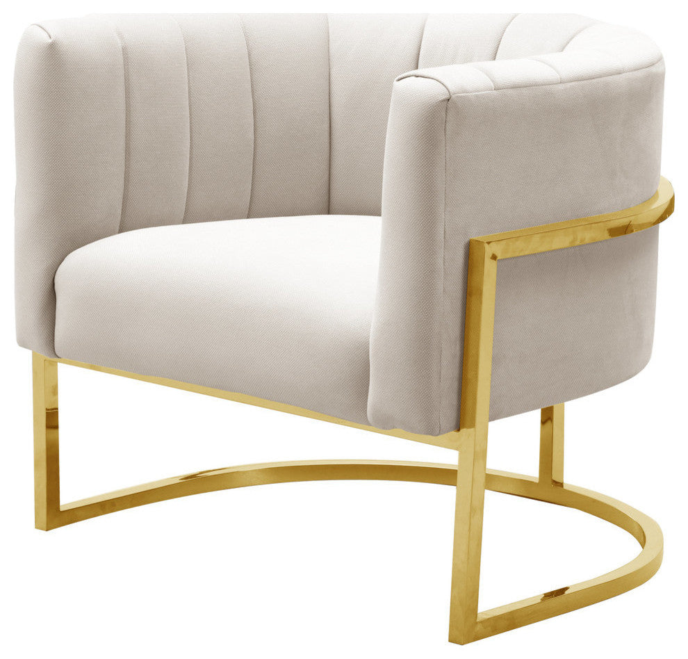 Magnolia Spotted Cream Chair with Gold - Cream