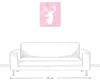 Deer Polka Dots Pink 20x24 Canvas Wall Art