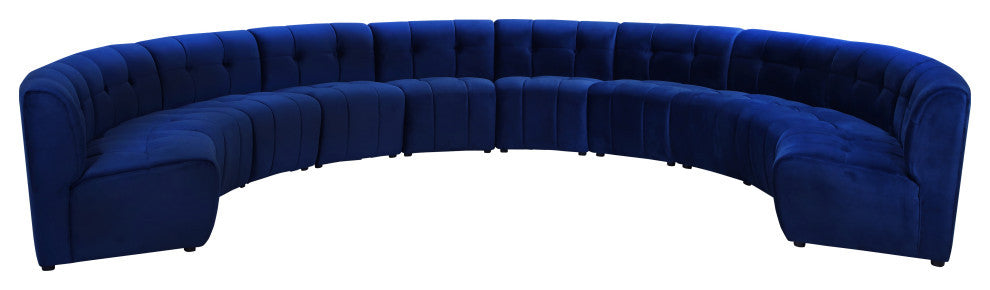 Limitless Velvet Upholstered 10-Piece Modular Sectional, Navy