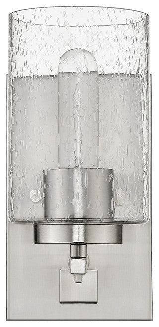 Silver Metal and Textured Glass Wall Sconce