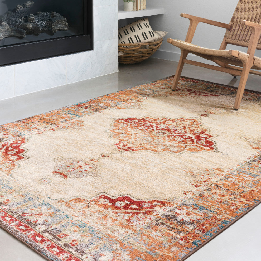 Isadora Rug, Ant. Ivory and Sunset, 6'x9'