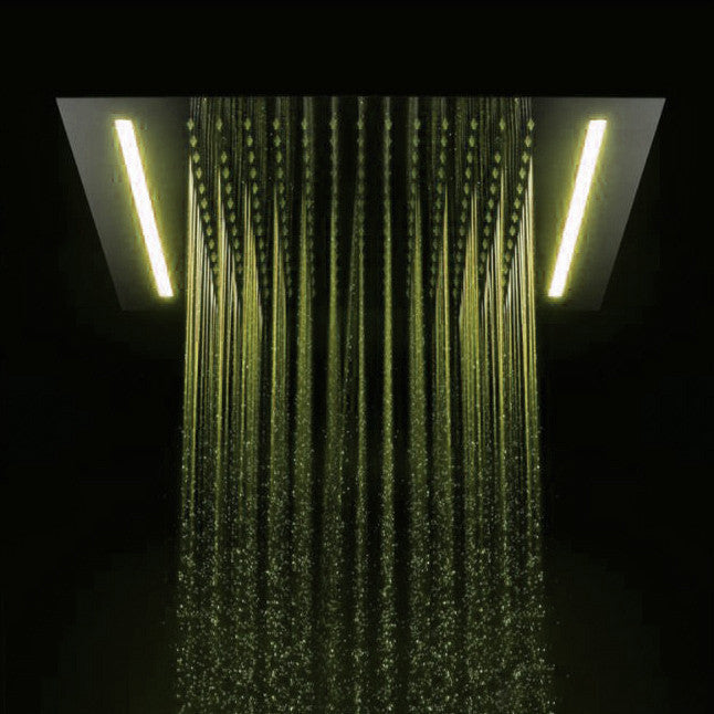 Venice Rectangular Thermostatic LED Shower Set With 4" Jet Body Massage