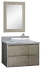 37" Single Wall Mount Vanity, Linen Brown Finish With Gray Granite Top