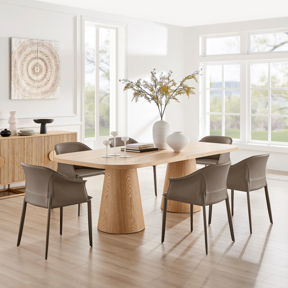 Callie Recycled Leather Dining Arm Chair, Light Mocha