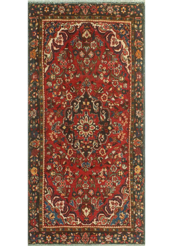 Fine Vintage Distressed Anabelle Red/Charcoal Runner, 4'5x9'4