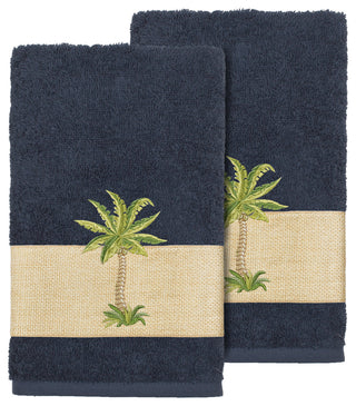Colton 2-Piece Embellished Hand Towel Set, Midnight Blue