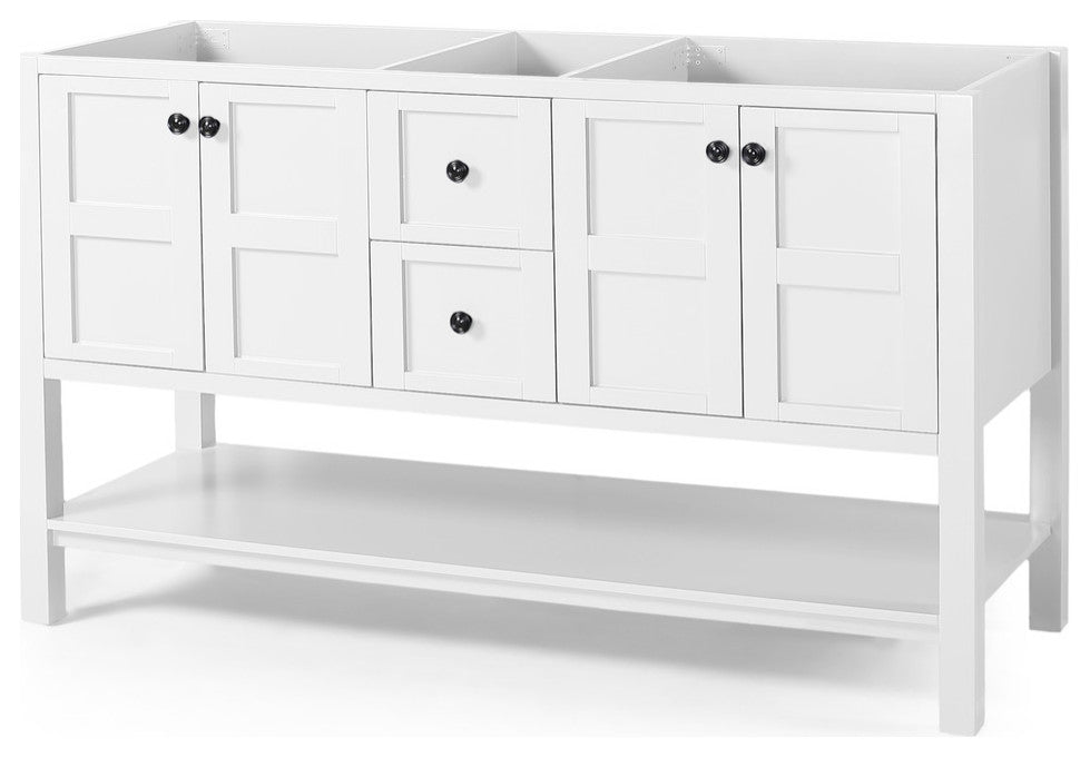 Anna Contemporary 60" Wood Bathroom Vanity, Counter Top Not Included, White