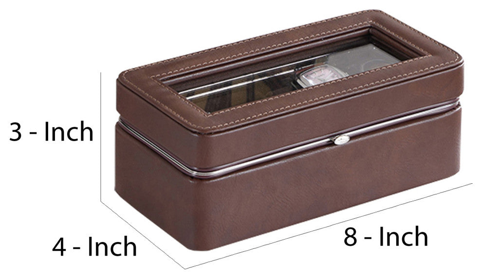Benzara BM240947 Watch Case With 4 Slots/Removable Cushions, Brown