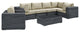 Canvas Antique Beige Summon 7-Piece Outdoor Patio Sunbrella Sectional Set