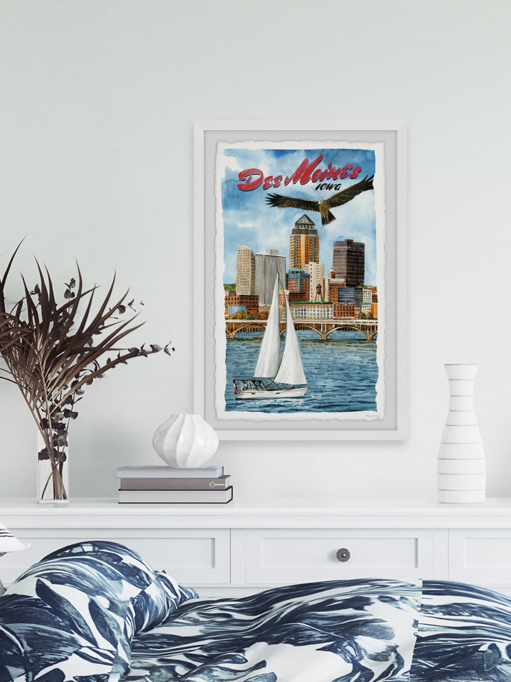 "Des Moines" Framed Painting Print, 16x24
