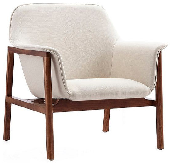 Miller Accent Chair in Cream and Walnut
