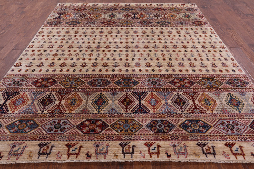 Hand Knotted Tribal Persian Gabbeh Wool Rug 8' 6" X 9' 10" Q8071