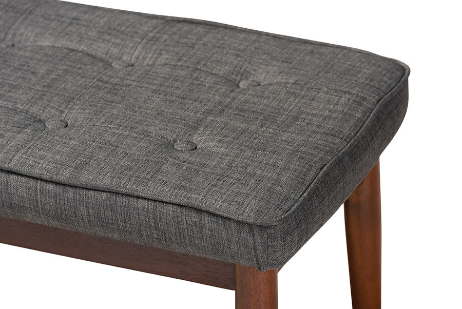 Itami Mid-Century Modern Dark Gray Medium Oaked Wood Dining Bench