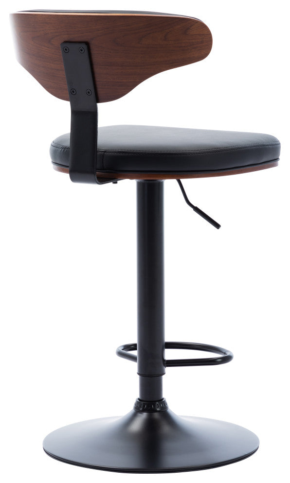 Adjustable Bar Stools ,Walnut Bentwood Upholstered Swivel Barstool, Set of 2