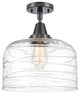 Caden X-Large Bell Flush Mount, Matte Black, Clear Deco Swirl