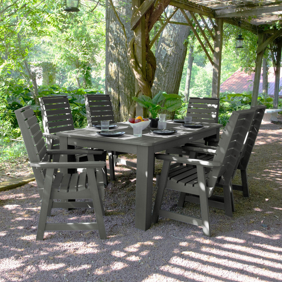 Weatherly 7-Piece Rectangle Dining Set, Coastal Teak