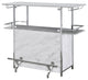 Bar Table with Faux Marble and Chrome Finish, White and Silver