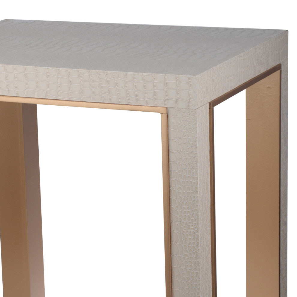 Benzara BM284914 Side End Tables, Faux Leather Upholstered, 2-Piece Set, Beige