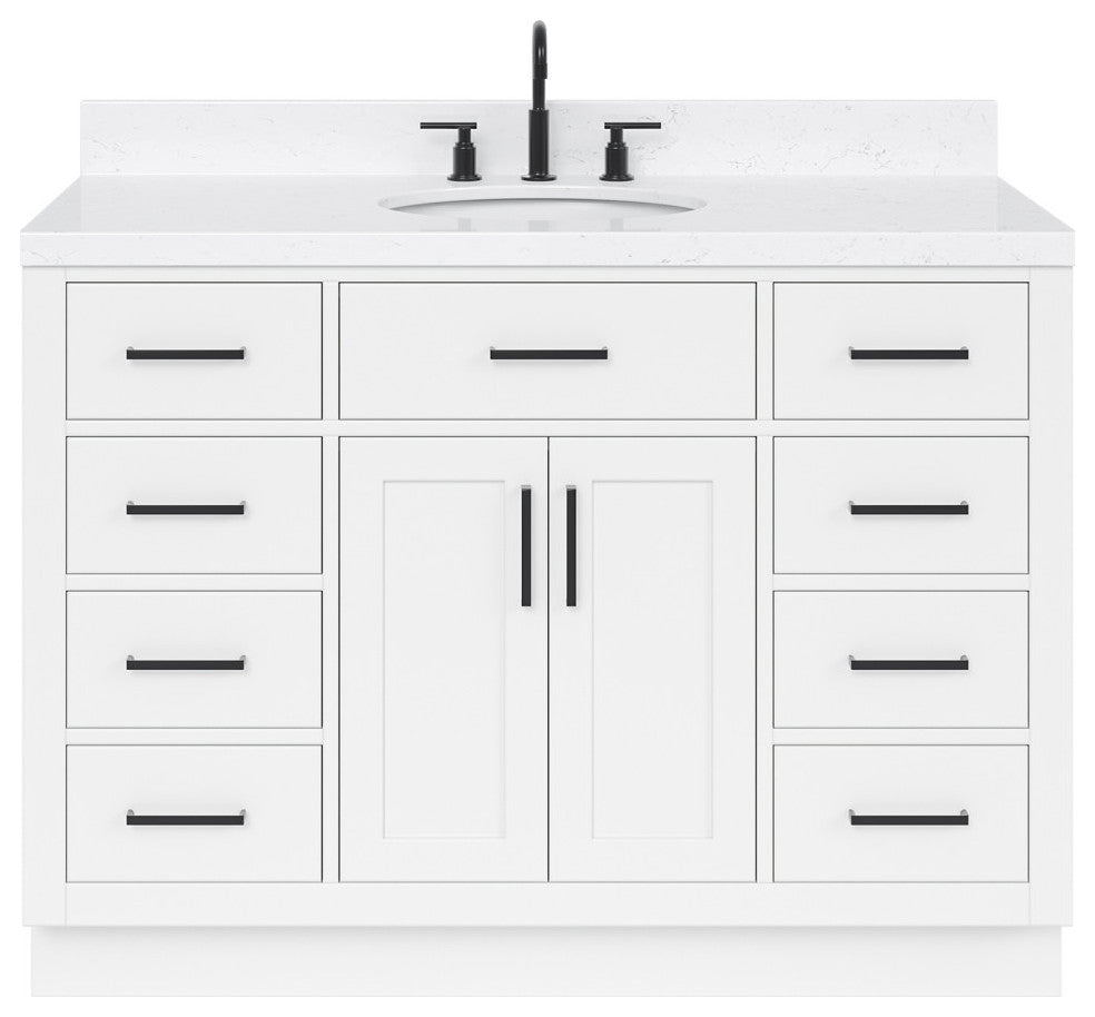 Ariel Hepburn 48"  Single Oval Sink Vanity, Carrara Quartz
