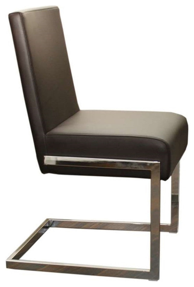 Fontana Set of 2 Dining Chair, Pu Leather, Brown