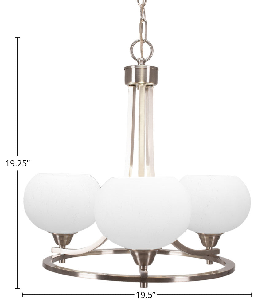 Paramount Uplight 3-Light Chandelier, Brushed Nickel, 7" White Muslin Glass