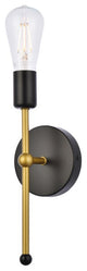 Kayla 1-Light Black and Brass Wall Sconce