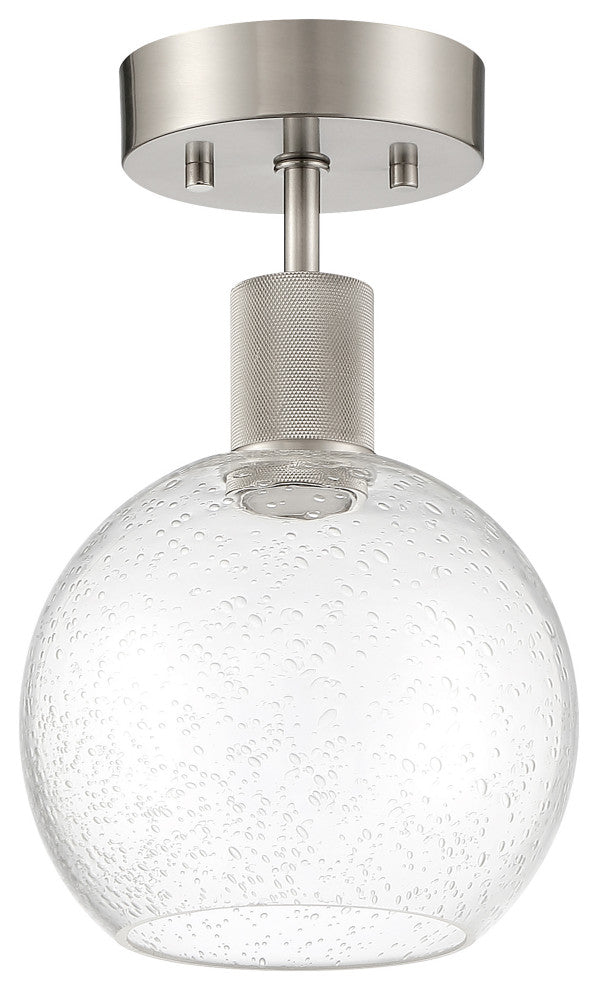 Access Port Nine 1-Light Burgundy LED Semi-Flush Brushed Steel