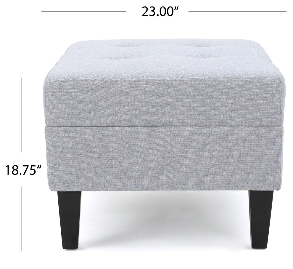 GDF Studio Bridger Mid-Century Tufted Top Cushion Ottoman, Light Gray
