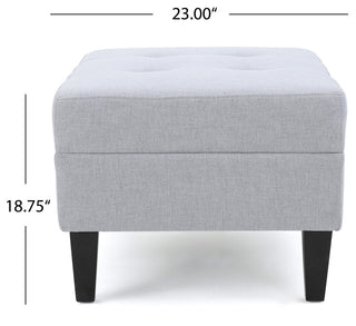 GDF Studio Bridger Mid-Century Tufted Top Cushion Ottoman, Light Gray