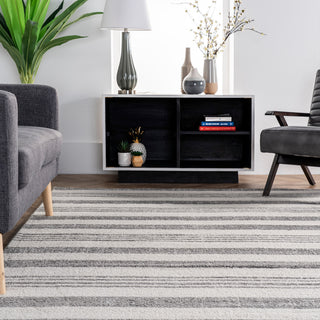 Nuloom Contemporary Geometric Parallels Rug, Grey 5'3"Round