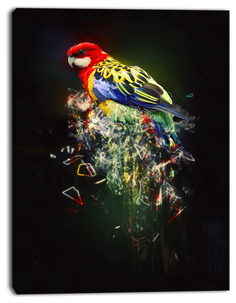 Fantasy Parrot on Branch, Animal Canvas Wall Art, 12"x20"