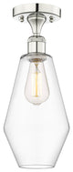 Cindyrella-1 Light 7" Semi-Flush Mount-Polished Nickel, Clear Glass Shade