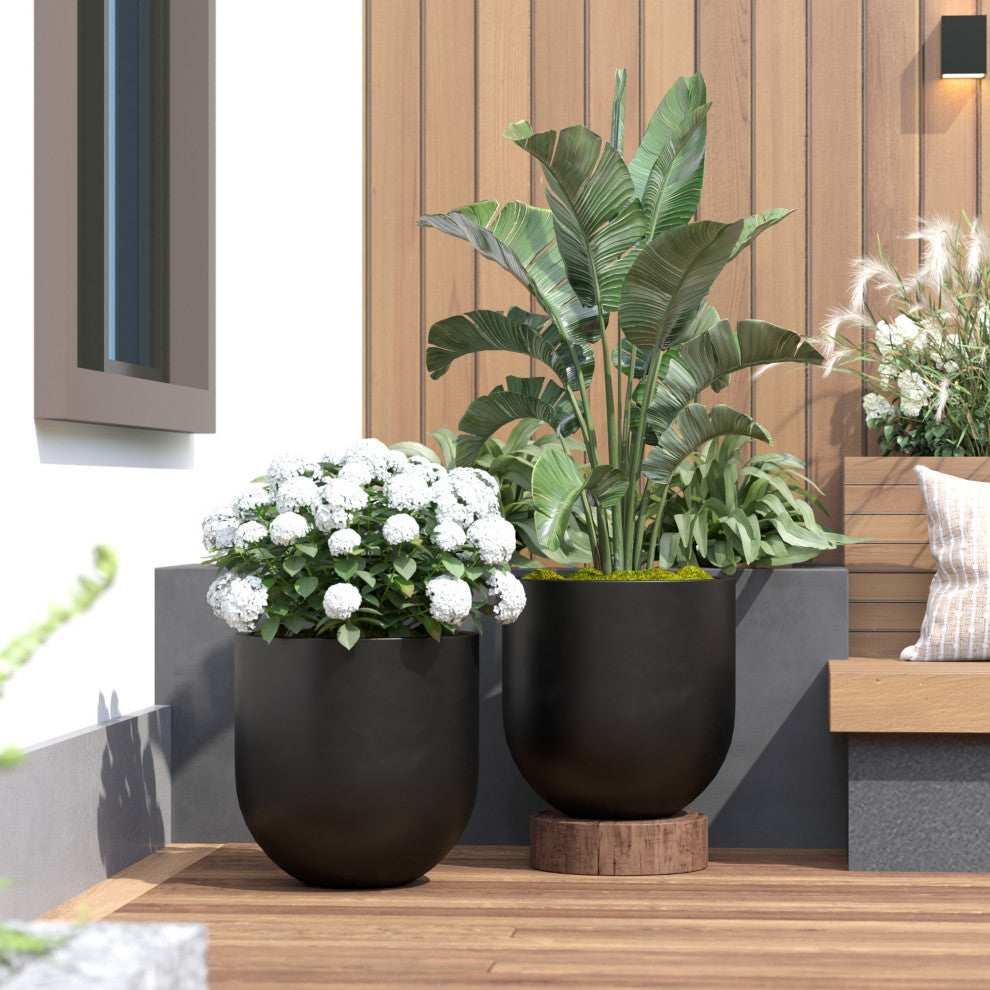 DTY Signature Mount Antero 1-piece Fiberstone Bullet Planter, Black, Medium