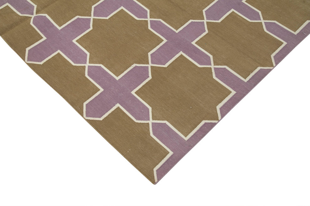 Rug N Carpet - Handmade Wool 6' 0'' x 8' 11'' Geometric Dhurrie Kilim Rug