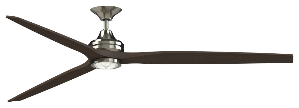 Fanimation Spitfire 84" Fan/LED Light, Brushed Nickel, Brushed Nickel/Dark Walnut Wood Blades