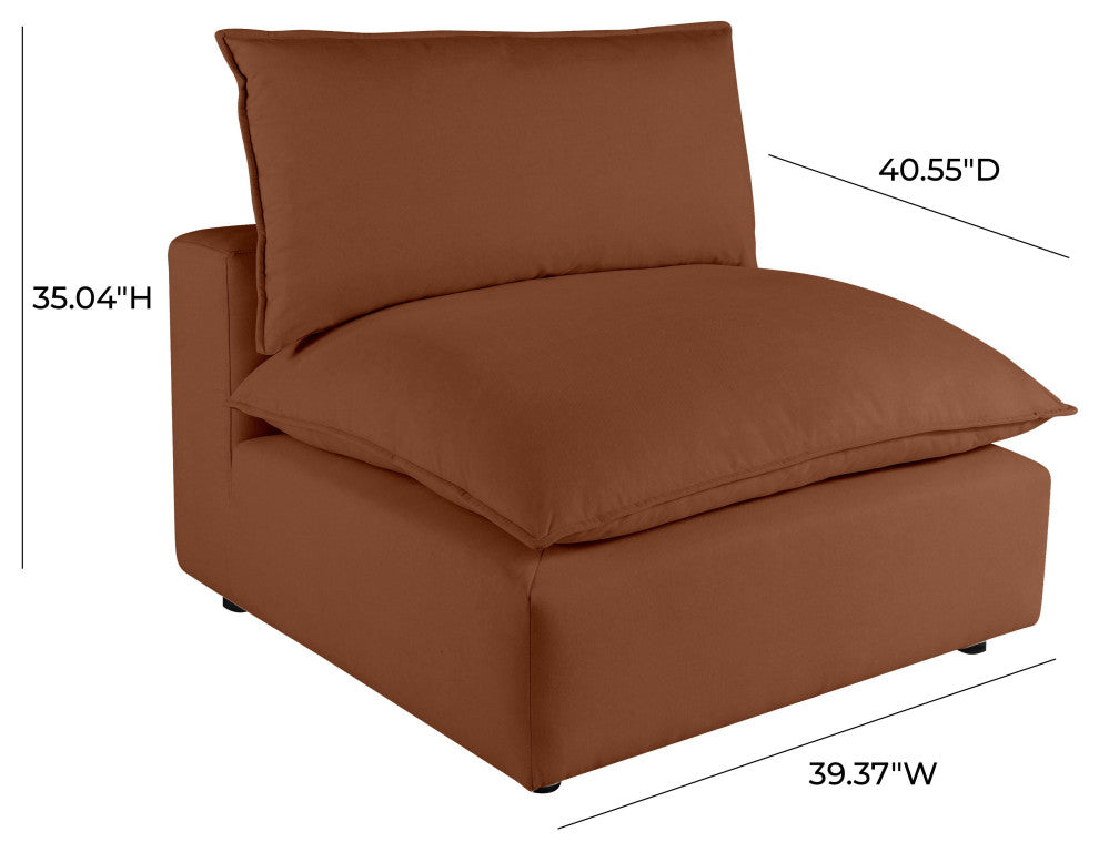 Cali Modular Armless Chair, Rust