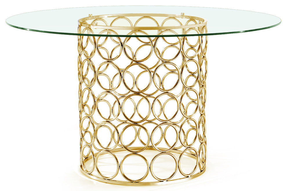 Opal Dining Table, Gold Base
